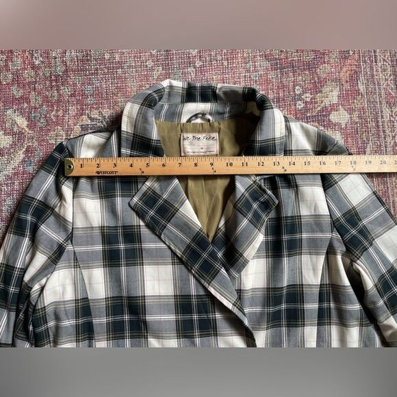 We The Free longline Freddie blazer Trench Coat Plaid Design Women’s Medium - Picture 12 of 15